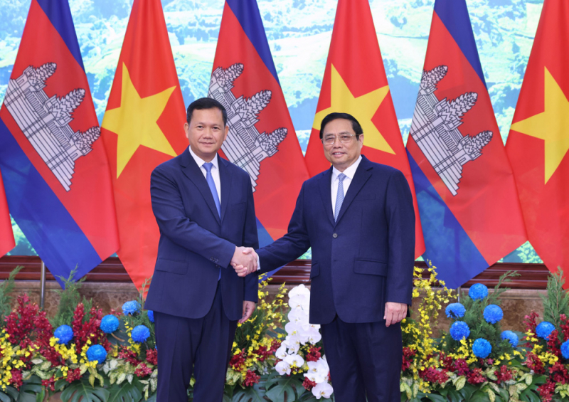 Thủ tướng Phạm Minh Chính chủ trì Lễ đón Thủ tướng Campuchia thăm chính thức Việt Nam -1