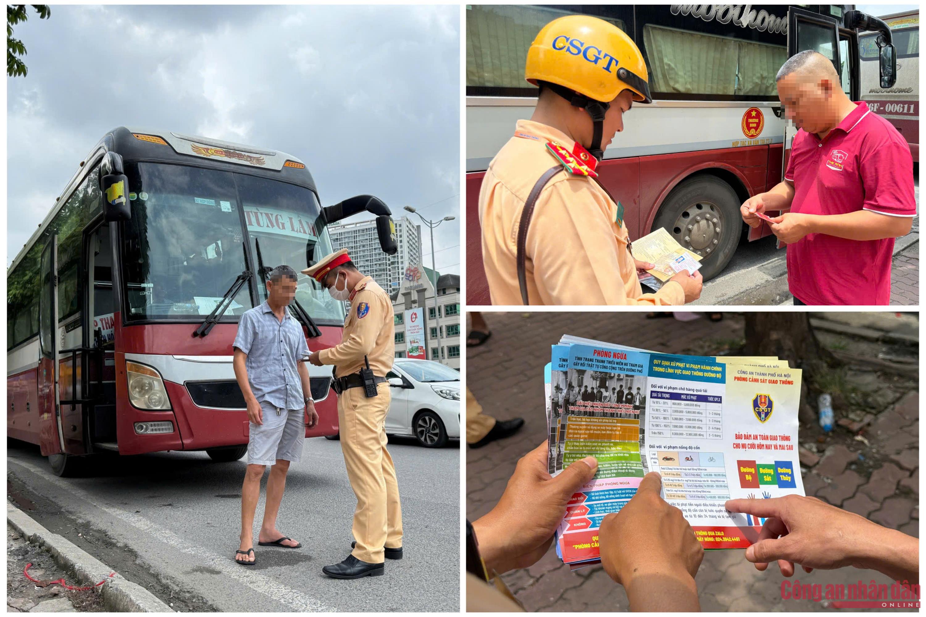 CSGT Hà Nội kiểm soát phương tiện kinh doanh vận tải, xử phạt nhiều tài xế dùng điện thoại khi đang lái xe -1