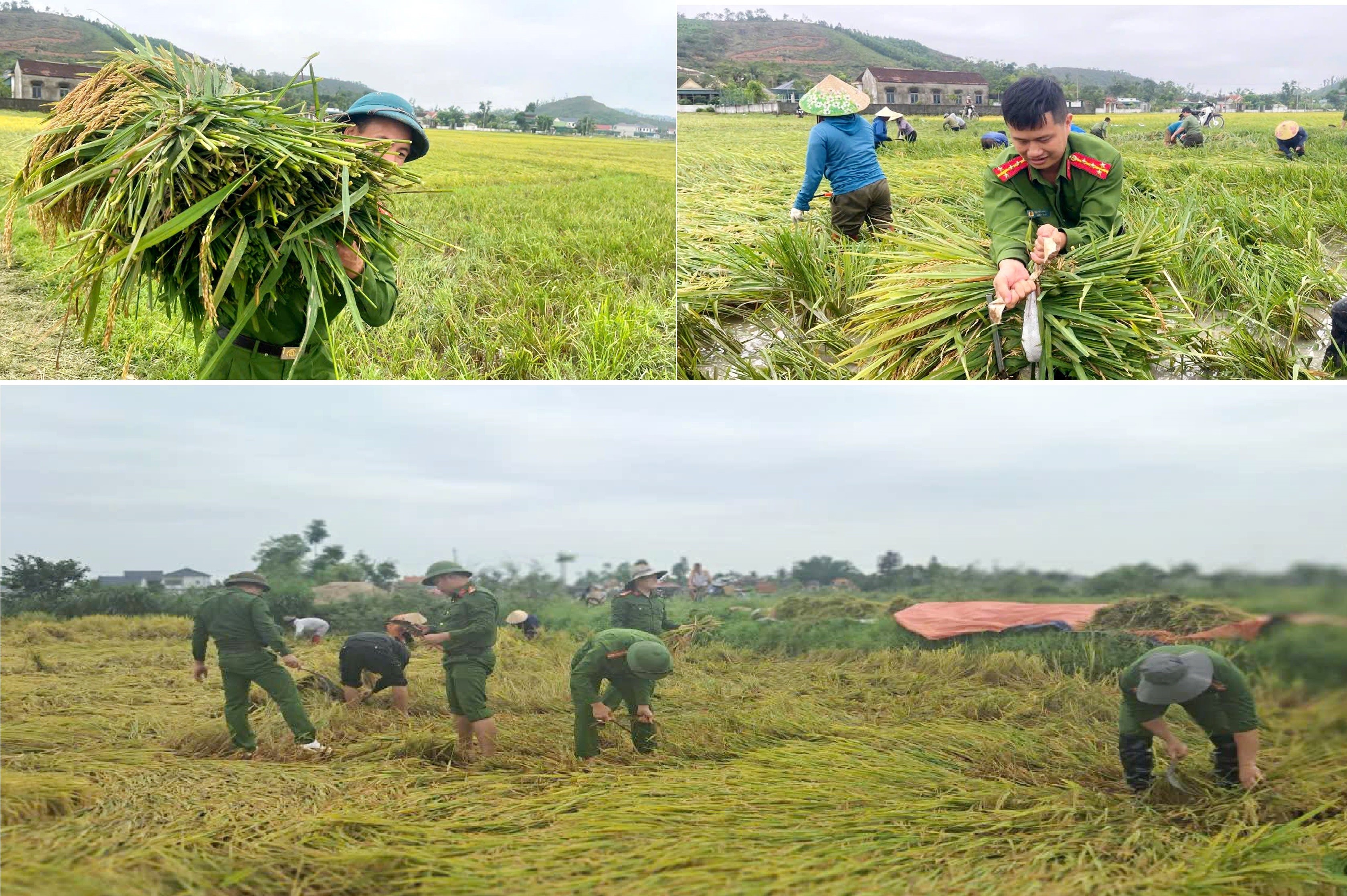 Lực lượng Công an dầm mình giúp dân khắc phục hậu quả giông lốc -0