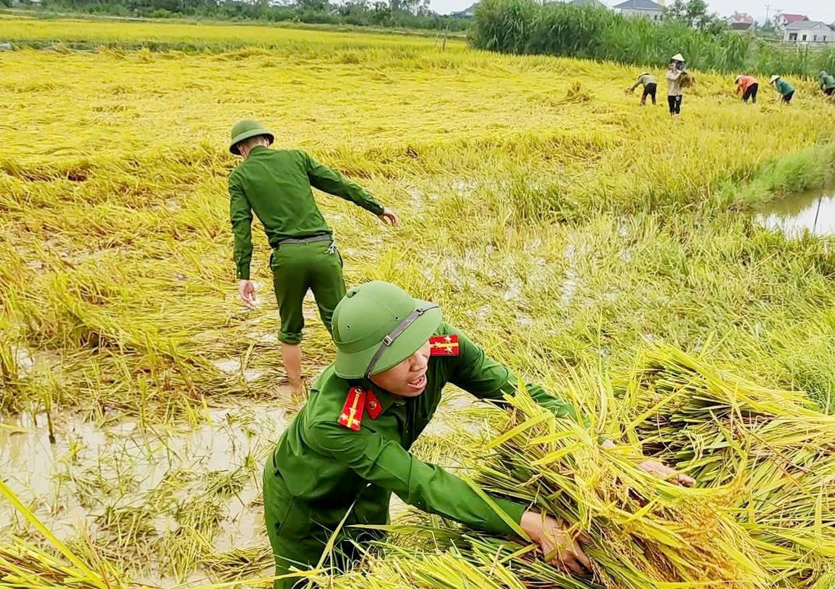 Lực lượng Công an dầm mình giúp dân khắc phục hậu quả giông lốc -0