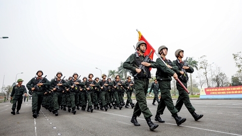 Lực lượng Công an tập luyện diễu binh kỷ niệm 70 năm Chiến thắng Điện Biên Phủ