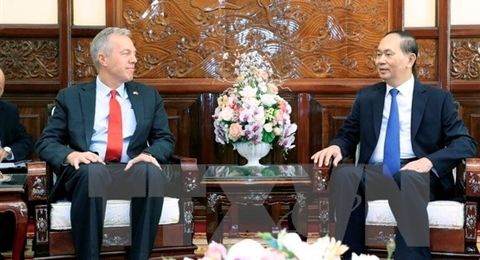 越南国家主席陈大光会见前来辞行拜会的美国驻越大使