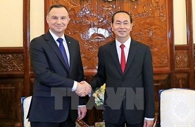 越南国家主席陈大光与波兰总统安杰伊•杜达举行会谈