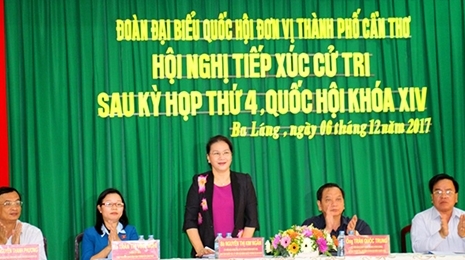越南国会主席阮氏金银接待芹苴市选民