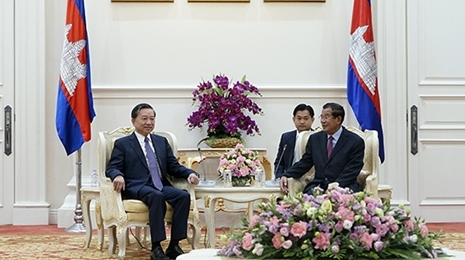 柬埔寨首相洪森会见越南公安部部长苏林