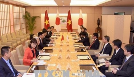 政府副总理兼外交部长范平明与日本外务省大臣河野太郎举行会谈