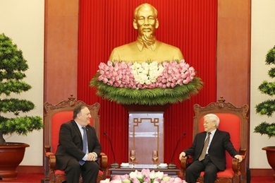 越共中央总书记会见美国国务卿蓬佩奥