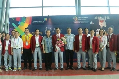 2018年亚洲运动会：越南体育代表团受到东道国的热情接待