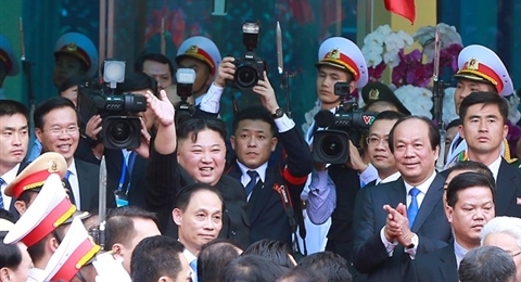 朝鲜最高领导人金正恩离开同登火车站 结束对越南进行正式友好访问