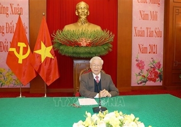 越共中央总书记、国家主席阮富仲与中共中央总书记、国家主席习近平通电话