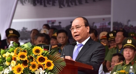 越南政府总理阮春福出席2017年APEC会议周反恐演练和安保出征仪式