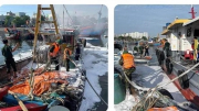 Cháy tàu cá đang neo đậu tại Âu thuyền Thọ Quang