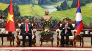 Bộ trưởng Tô Lâm chào xã giao Tổng Bí thư, Chủ tịch nước và Thủ tướng Lào