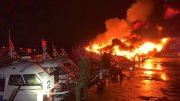 Hàng loạt phương tiện tại cảng Cửa Đại bốc cháy dữ dội từ lúc rạng sáng