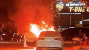 Điều tra nguyên nhân ô tô di chuyển trong đêm bất ngờ bốc cháy