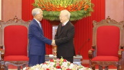 Tổng Bí thư tiếp Đoàn đại biểu cấp cao Ban Tuyên huấn Trung ương Đảng Lào