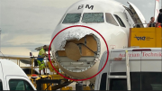 Máy bay của Austrian Airlines toác mũi vì mưa đá
