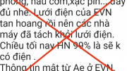 EVN cảnh báo tin giả “lưới điện tan hoang, 99% mất điện”