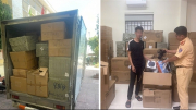 Xe tải chật kín hàng lậu bị CSGT Hà Nội phát hiện