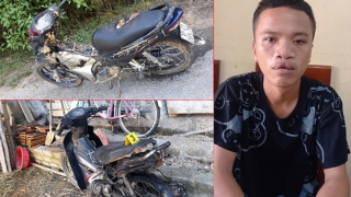 Dùng rơm "hóa vàng" 2 xe mô tô của hàng xóm