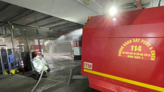 Diễn tập chữa cháy sự cố dưới tầng hầm tòa nhà Saigon Center