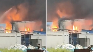 Cháy lớn tại công ty sợi trong Khu công nghiệp Long Giang