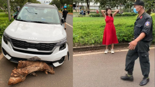 Sau va chạm giao thông, nữ tài xế lái xe ô tô chỉ còn 3 bánh bỏ chạy