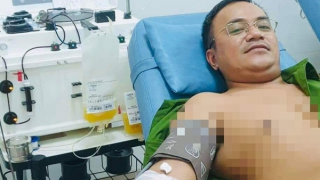 Đại úy Công an hiến máu hiếm cứu sống cháu bé lúc "siêu bão" sắp đổ bộ