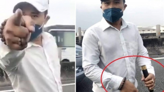 Sau va chạm, tài xế xe khách cầm kiếm Nhật đe dọa tài xế xe 7 chỗ trên cao tốc