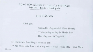 Người dân viết thư cảm ơn Công an nhanh chóng lật tẩy hành tung kẻ trộm