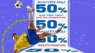 Khuyến mại tặng 50% giá trị thẻ nạp khi nạp tiền qua ứng dụng MyMobiFone