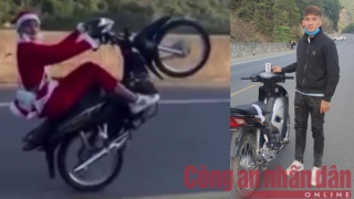 Khởi tố "ông già Noel" bốc đầu xe máy trên cao tốc