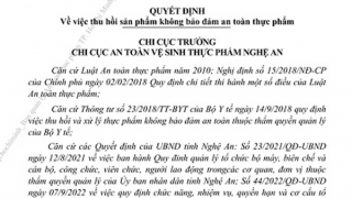 Thu hồi thực phẩm bảo vệ sức khỏe Thảo mộc Sơn Mai