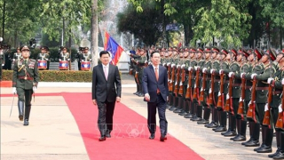 Lễ đón chính thức Chủ tịch nước Võ Văn Thưởng thăm hữu nghị Lào