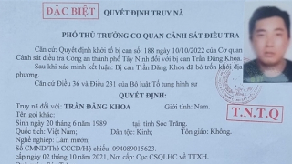 Truy nã đặc biệt toàn quốc đối tượng Trần Đăng Khoa