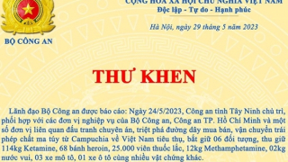 Lãnh đạo Bộ Công an gửi Thư khen thành tích bắt vụ 180 kg ma túy