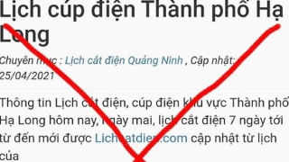 Trang thông tin về lịch cắt điện nghi giả mạo điện lực Quảng Ninh