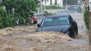 Đà Lạt mưa lớn, ô tô bỗng hoá… tàu thuỷ