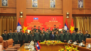 Đại tướng Lương Cường chủ trì lễ đón Chủ nhiệm Tổng cục Chính trị Quân đội nhân dân Lào