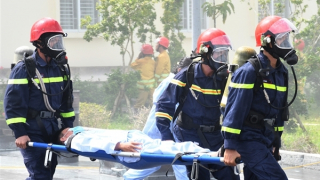 Trà Vinh huy động 500 người tham gia diễn tập chữa cháy và CNCH