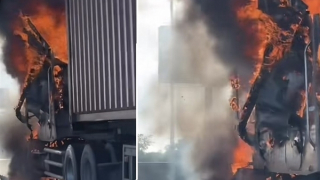 Cháy xe đầu kéo trên cao tốc TP Hồ Chí Minh-Long Thành-Dầu Giây