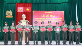 Bế mạc tập huấn nâng cao báo cáo viên, hướng dẫn viên điều lệnh CAND