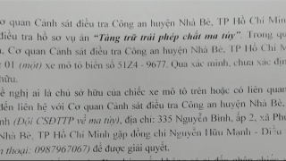 Tìm chủ sở hữu xe liên quan vụ tàng trữ trái phép chất ma túy