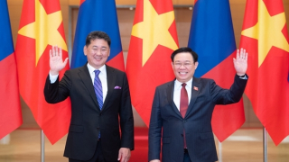 Chủ tịch Quốc hội Vương Đình Huệ hội kiến Tổng thống Mông Cổ