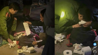 Cán bộ Công an xã kịp thời sơ cứu giúp người bị TNGT thoát cơn nguy kịch