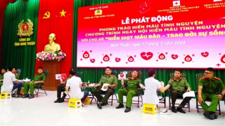 143 CBCS Công an tỉnh Ninh Thuận tình nguyện hiến 113 đơn vị máu