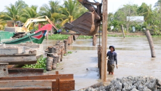 Khắc phục sạt lở cống Tam Sóc ở Sóc Trăng