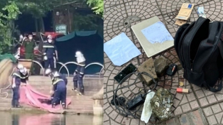 Thi thể nữ sinh nổi giữa hồ Láng, balo chứa laptop và nhiều gạch