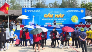 Đội tuyển CAND tham gia tranh tài tại Giải vô địch cầu mây bãi biển quốc gia 2024