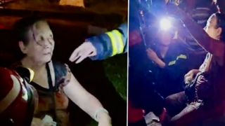 Cứu người phụ nữ thoát khỏi đám cháy căn nhà 2 tầng